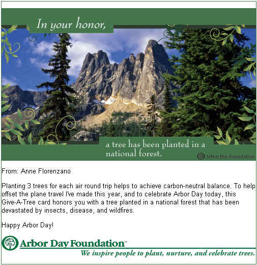 Arbor Day Foundation - Tree Planted in your honor